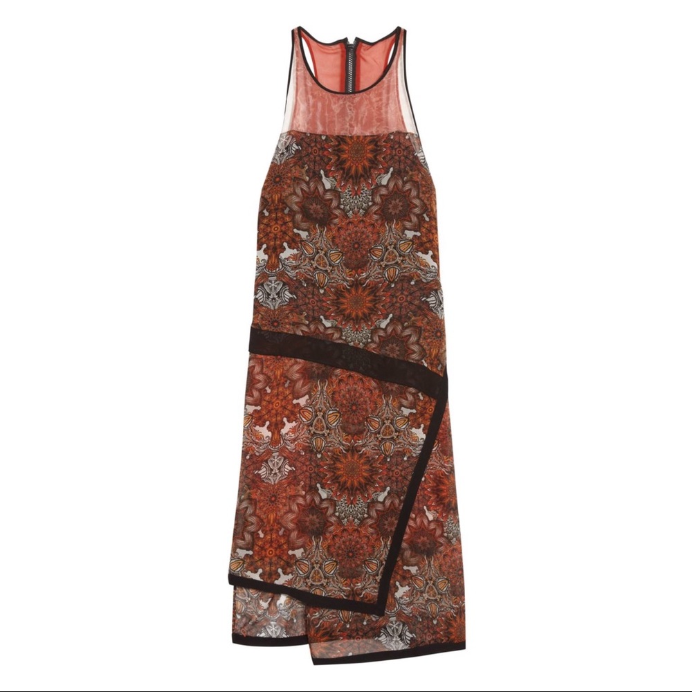 Helmut Lang Mandala Red Multiprint Chiffon Dress 6